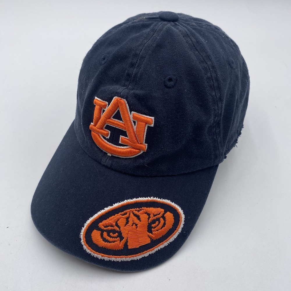 Auburn Tigers Hat Distressed Side Blue Strapback Clean Up Cotton Cleaned NCAA